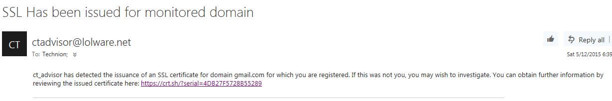 SSL Issued email